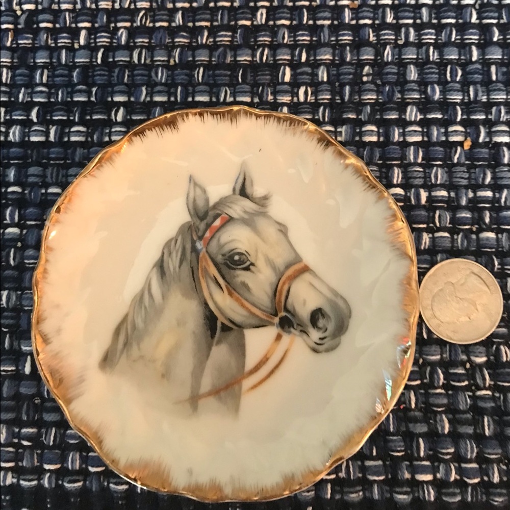 Miniature plate/dish/wall hanging hand painted horse. 🐴 vintage.